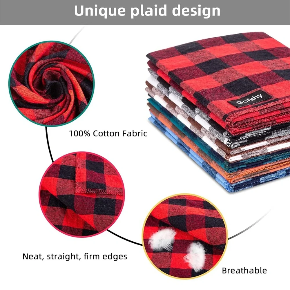 Pet Bandanas Plaid Buffalo Check Dog Cat  Scarf 6pcs
